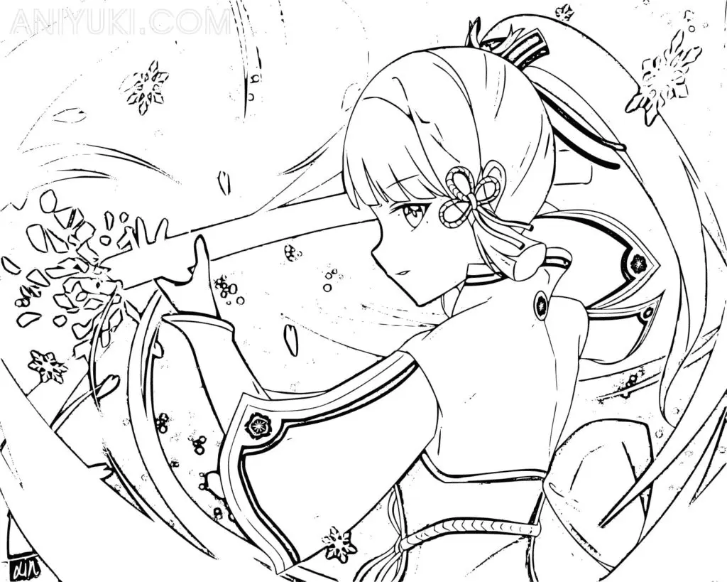 Kamisato Ayaka Coloring Pages 16