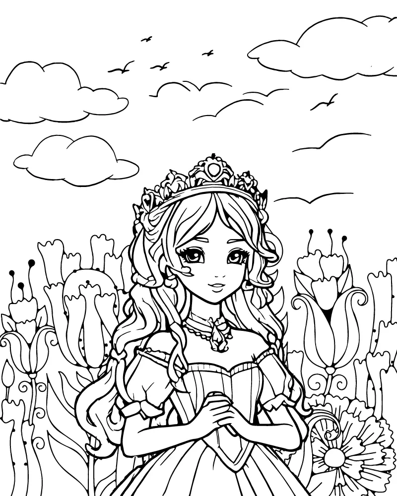 Kawaii Anime Princess Coloring Pages