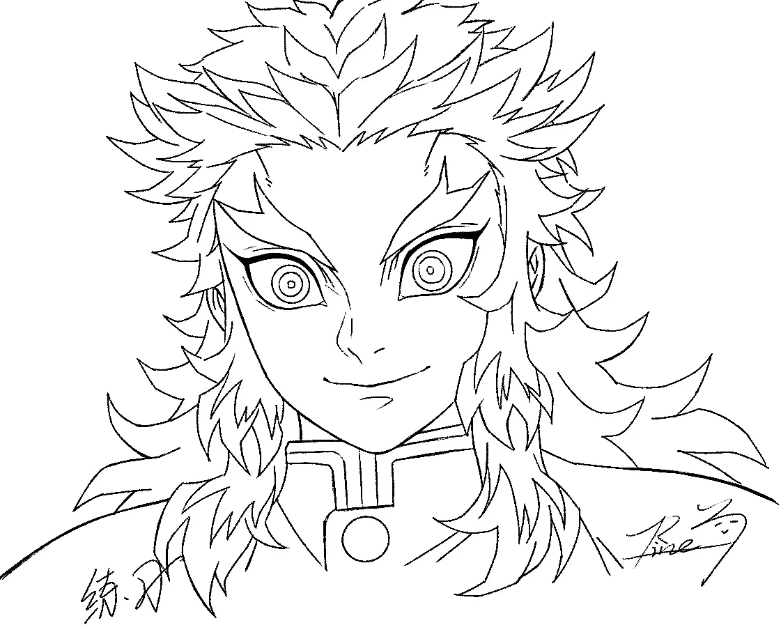 Kyojuro Rengoku Coloring Pages 6