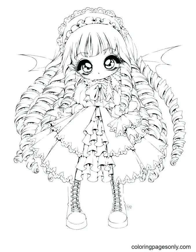 Long Hair Anime Girl Coloring Pages 19