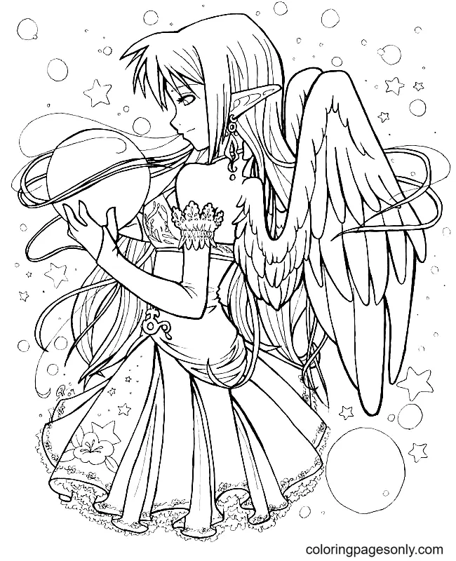 Long Hair Anime Girl Coloring Pages 22