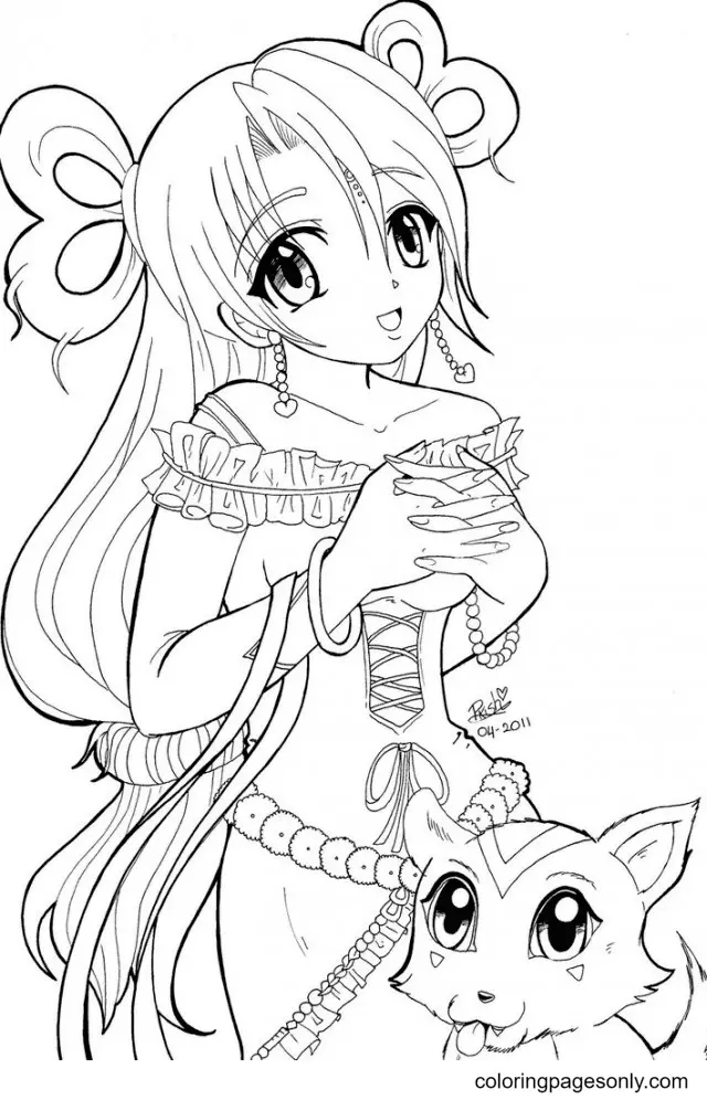 Long Hair Anime Girl Coloring Pages 33