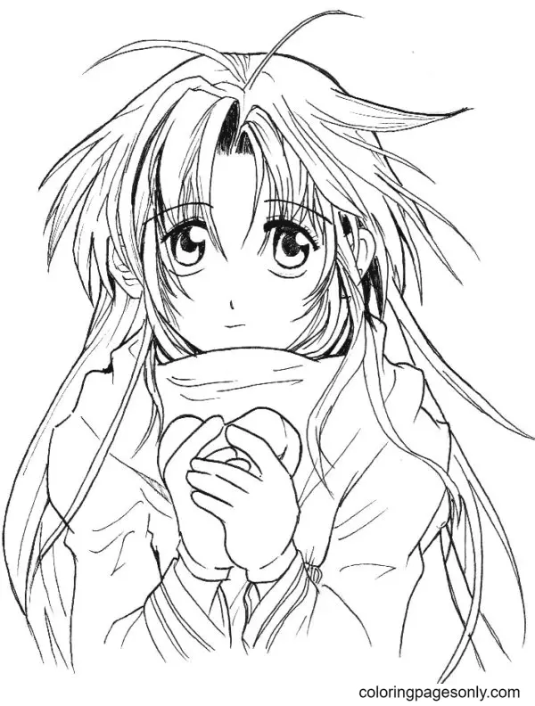 Long Hair Anime Girl Coloring Pages