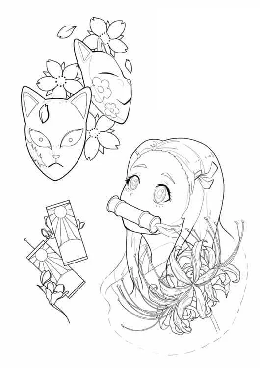 Nezuko Coloring Pages 15