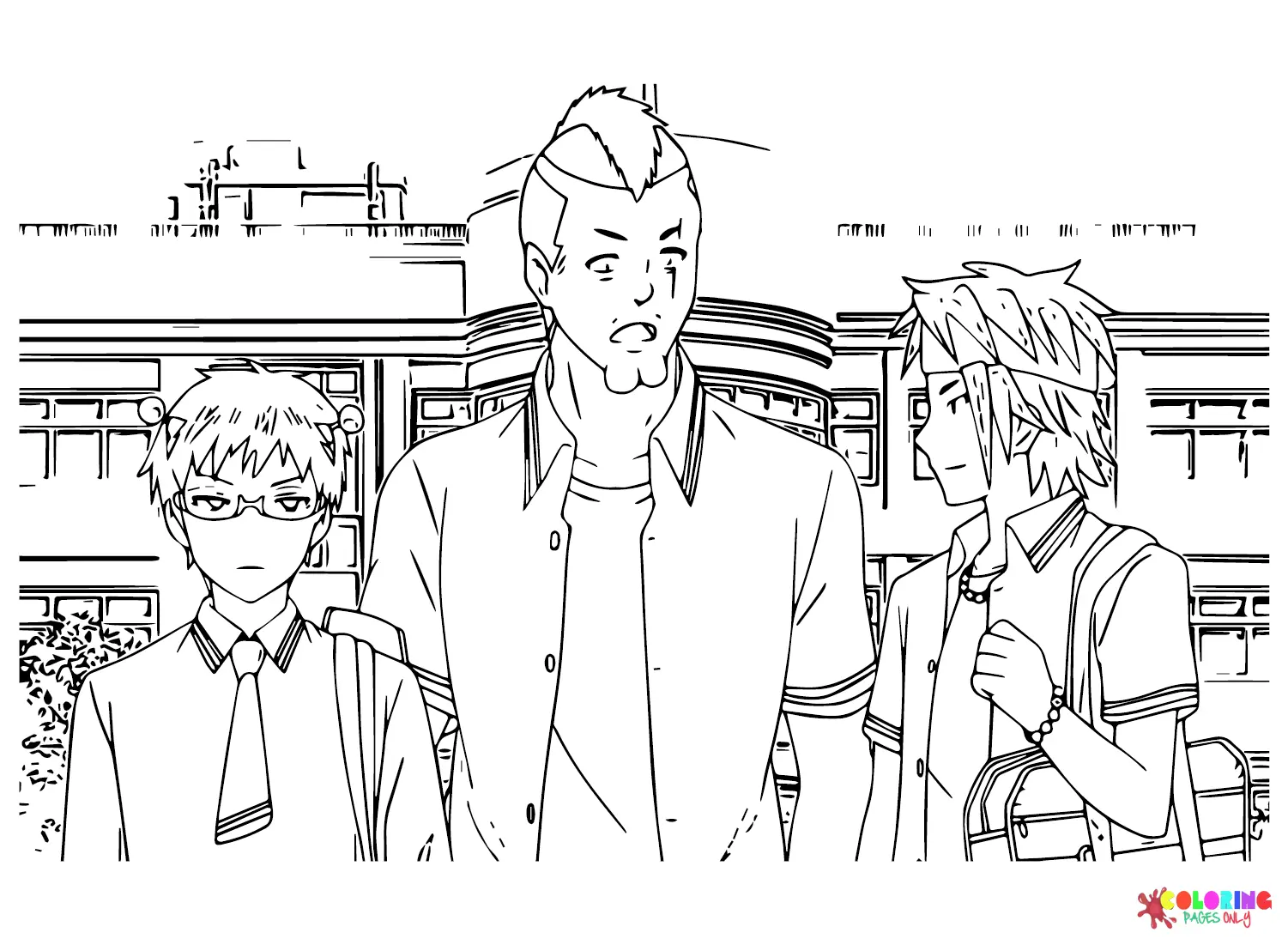 Saiki K Coloring Pages