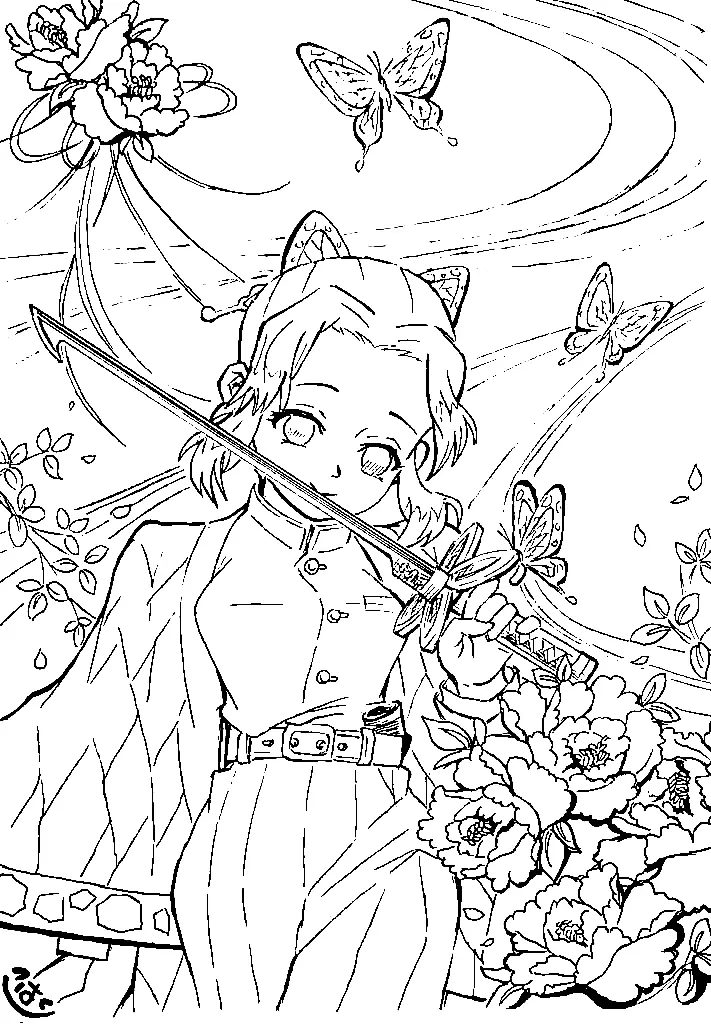 Shinobu Kochou Coloring Pages 13